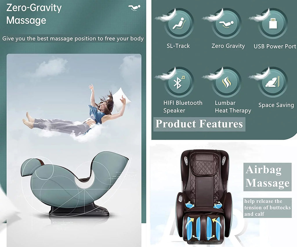 Light Grey Full Body Zero Gravity Shiatsu Recliner E73889