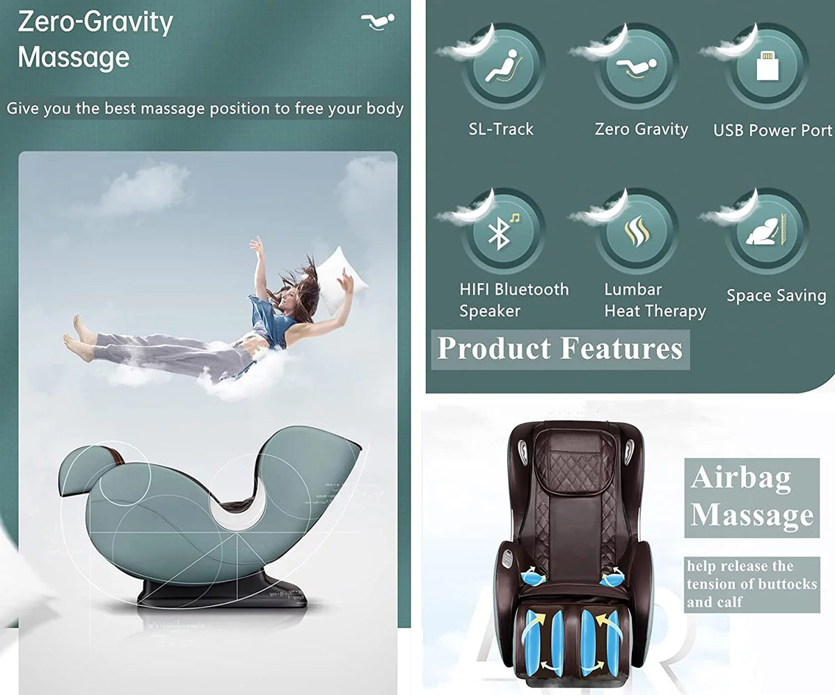 Light Grey Full Body Zero Gravity Shiatsu Recliner E73889
