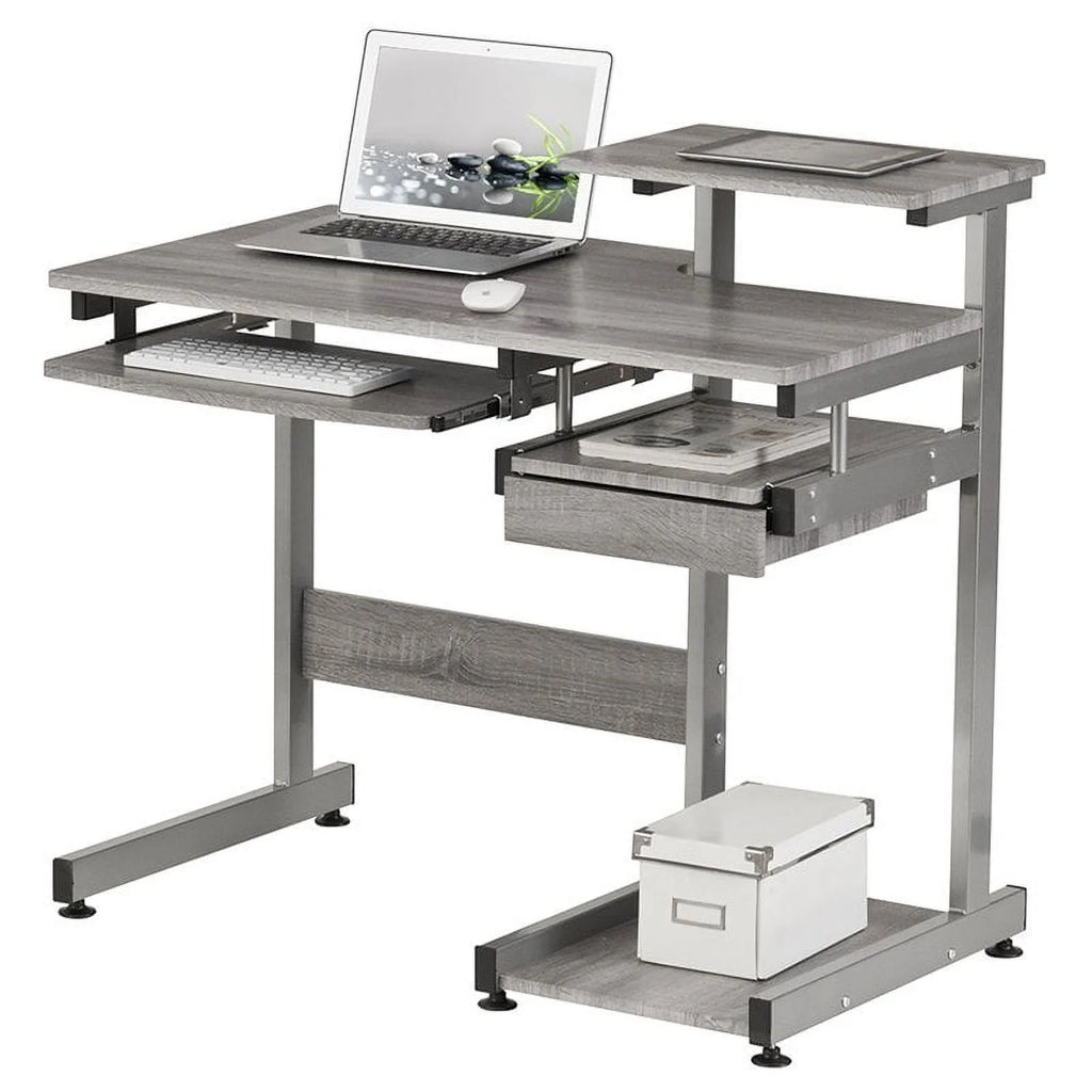 Contemporary Gray Engineered Wood Computer Desk G62497