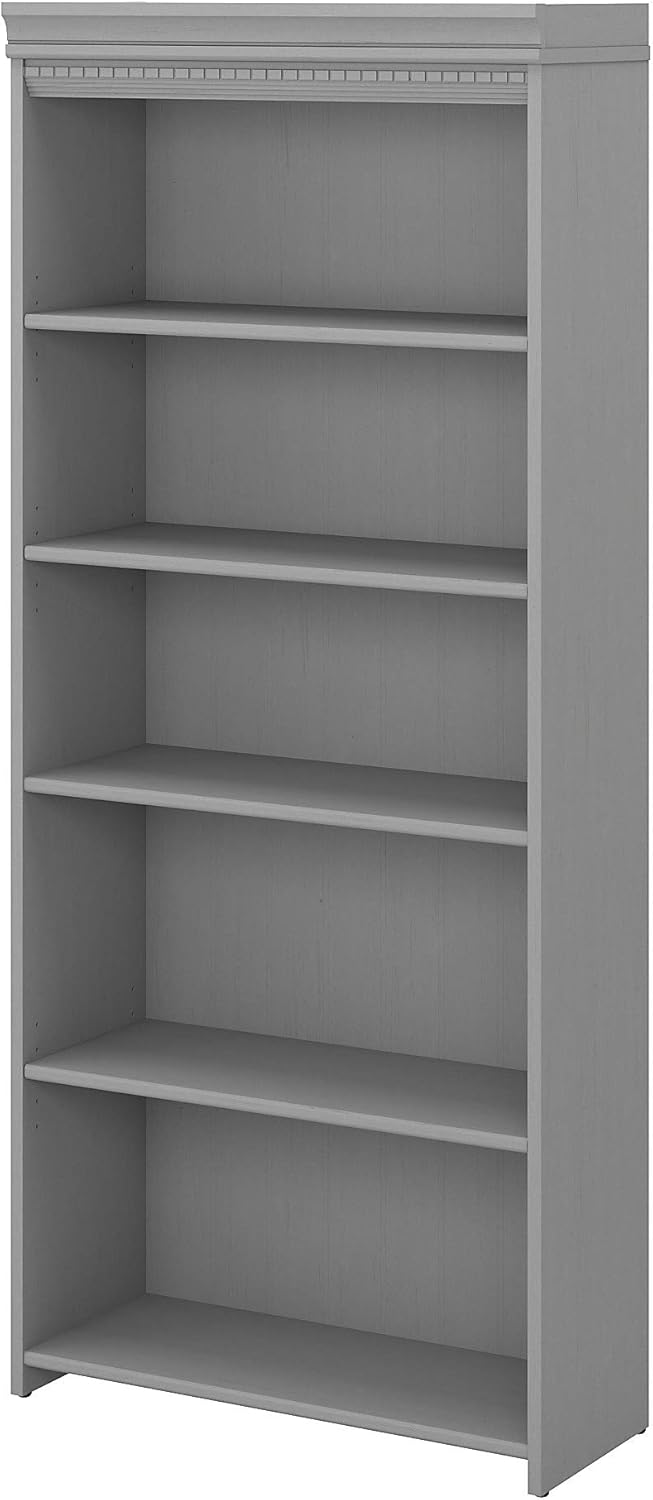 5 Shelf Antique White Bookcase T514