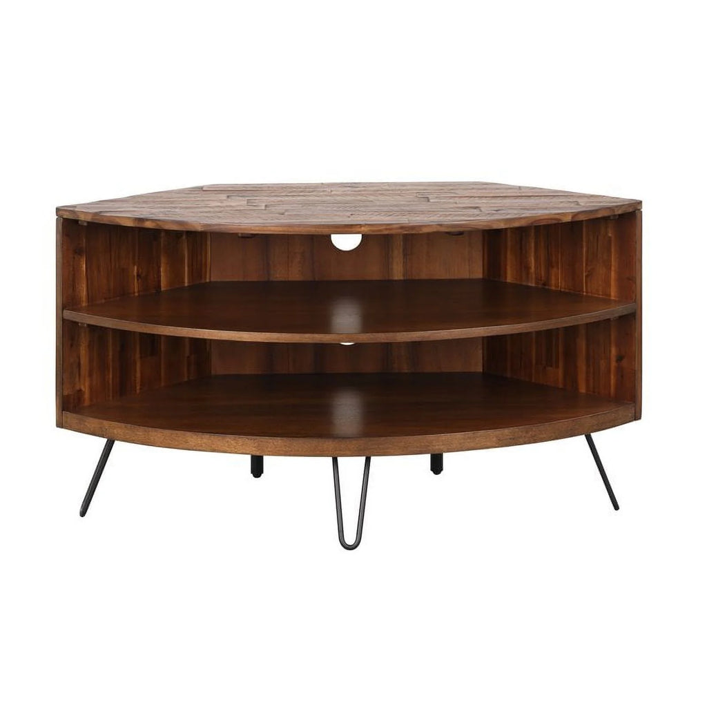 Brown Acacia Wood Corner Media Stand S2855