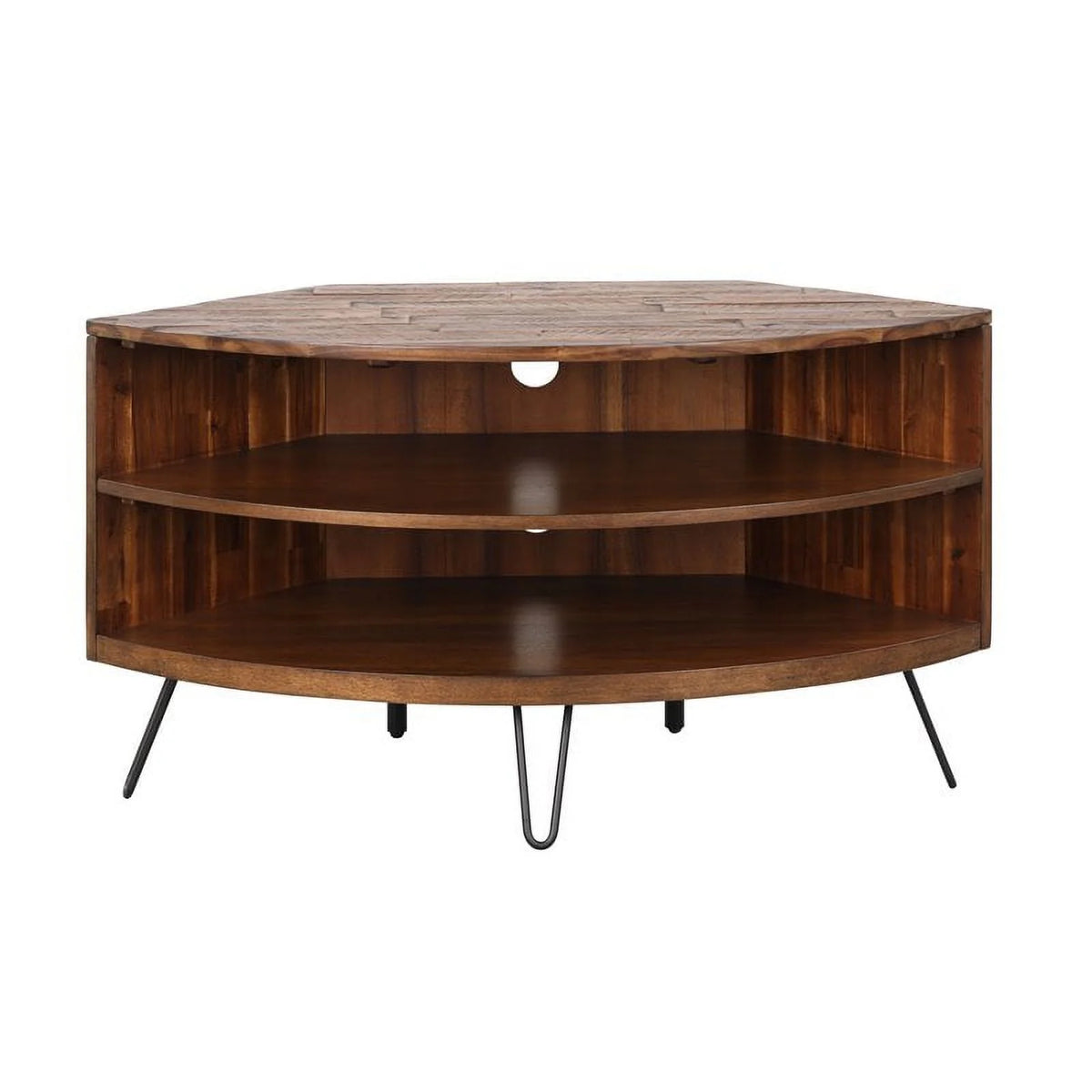 Brown Acacia Wood Corner Media Stand S2855