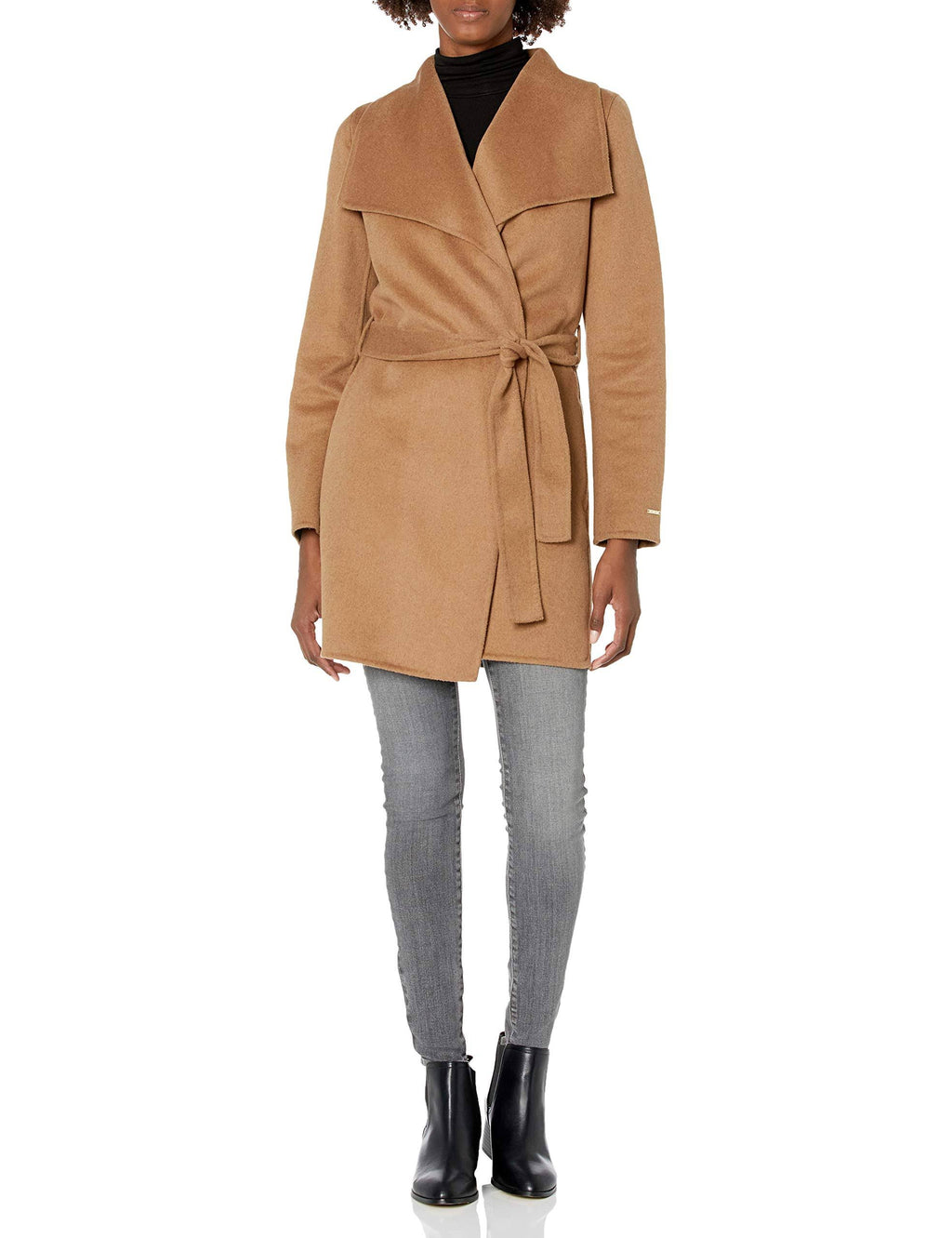 Camel Wool-Blend Wrap Coat Y410074