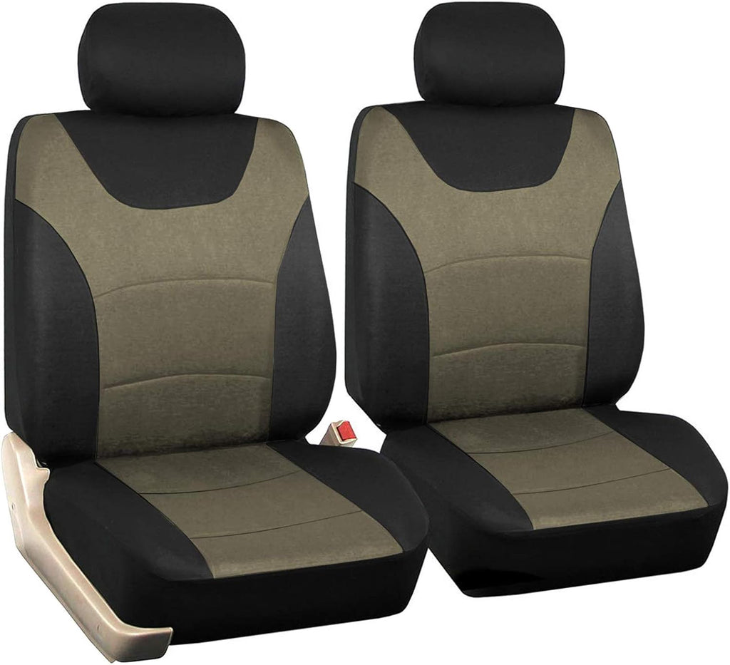 Black Tan 2 Pcs Cloth Bucket Seat Covers P700