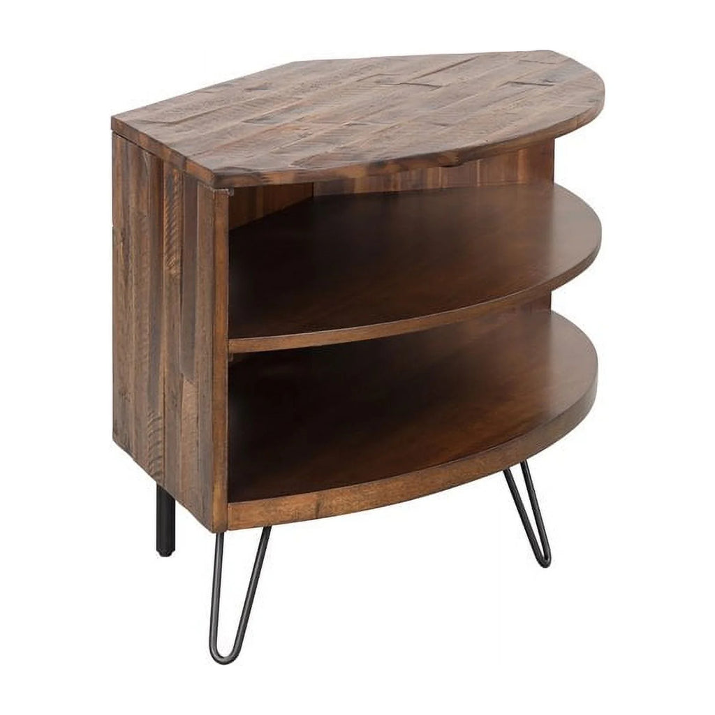Brown Acacia Wood Corner Media Stand S2855