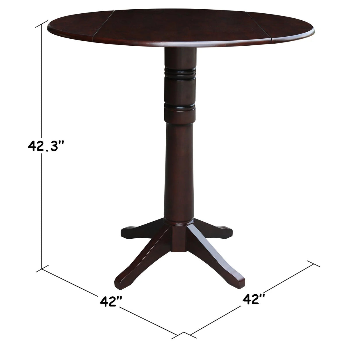 42" Round Dual Drop Leaf Pedestal Table Espresso A2589