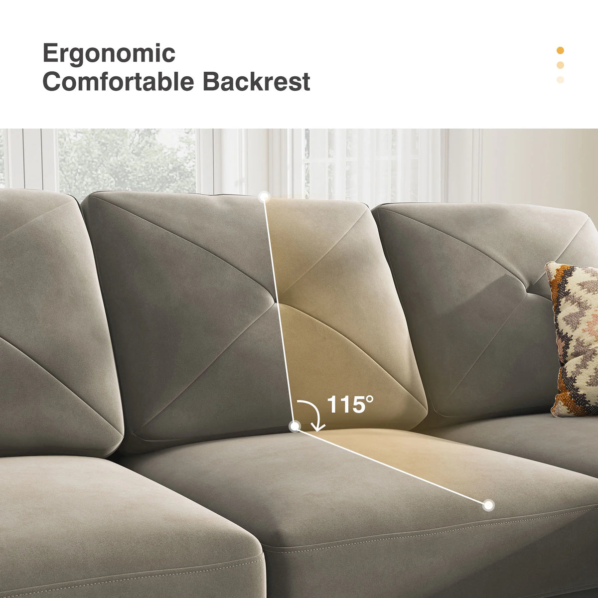 Velvet Sectional Sofa Couch Set with Chaise W62498