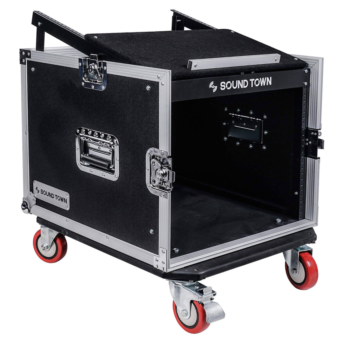 8-Space Pa/dj Rack/Road Case with Slant Mixer Top and Casters P62852