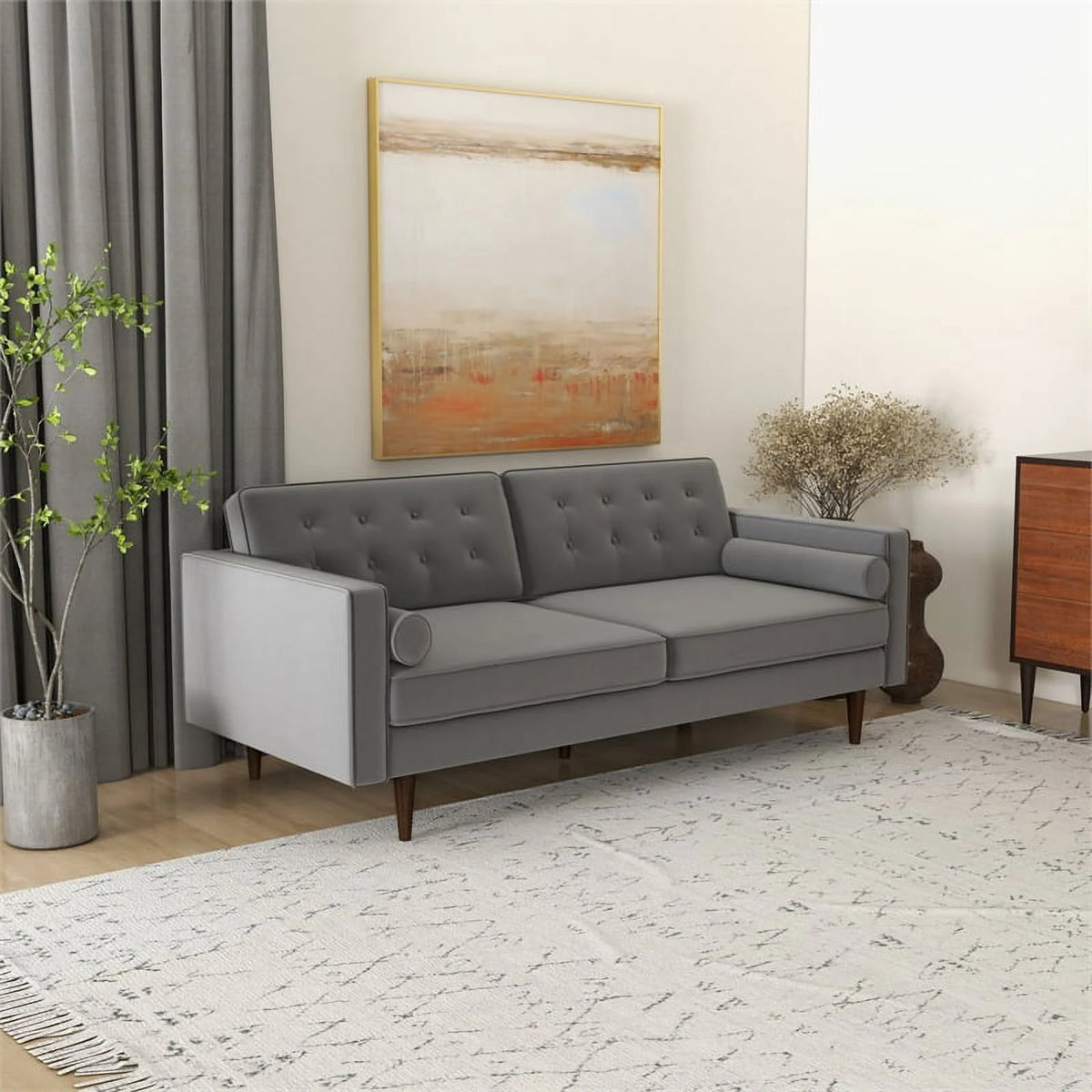 Gray Velvet Living Room Couch I192