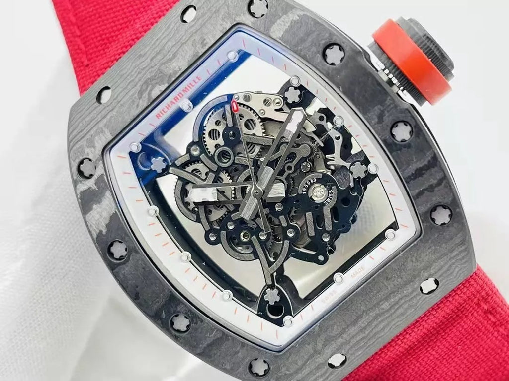 Skeleton Dial Black Bezel Red Canvas Strap U35767