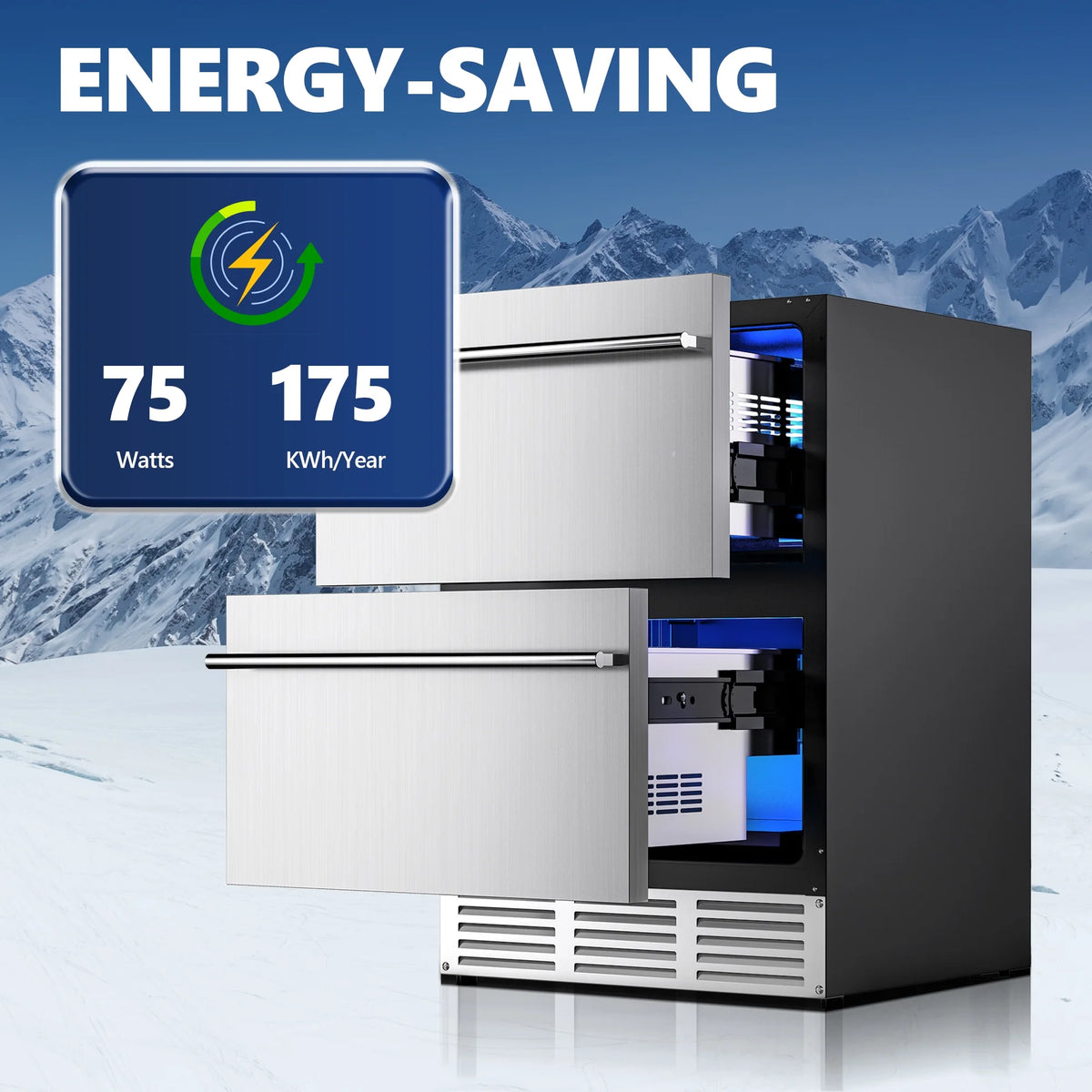 4.9Cu.ft. Double Drawer Stainless Steel Beverage Refrigerator B7823