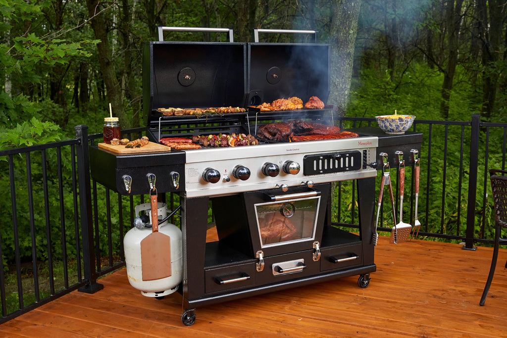 Gas and Charcoal Combo Grill with Electric Smoker Y66740