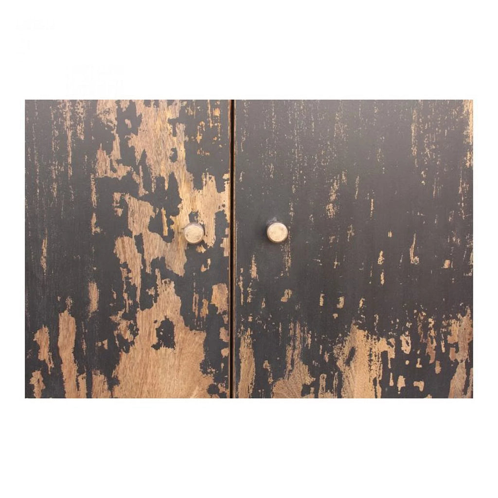 Black Mango Wood & Metal Small Sideboard R1720