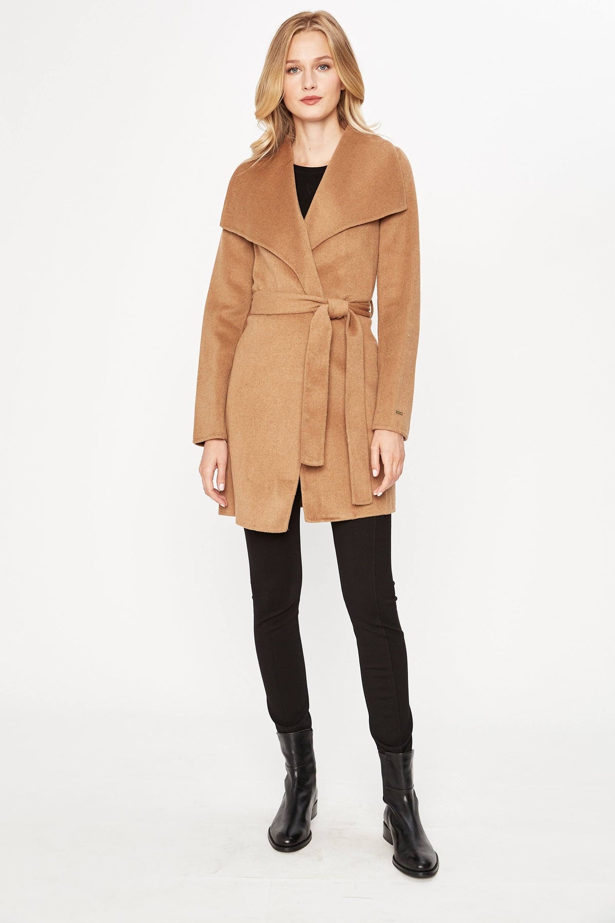 Camel Wool-Blend Wrap Coat Y410074