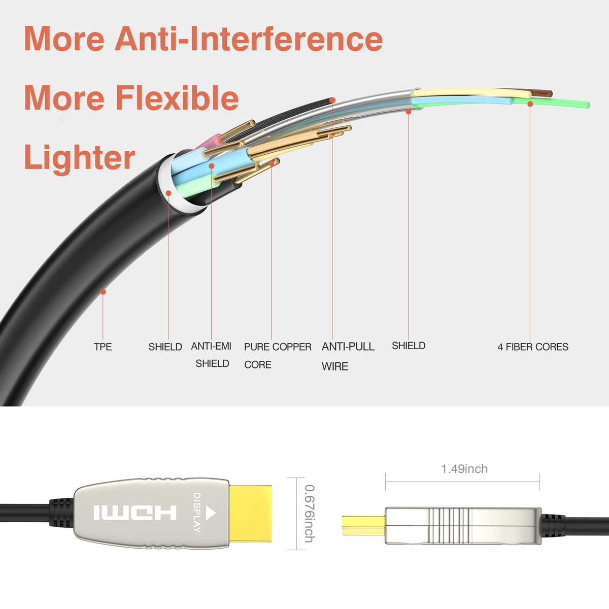 4K60HZ HDR 6 feet HDMI Fiber Cable Z69913