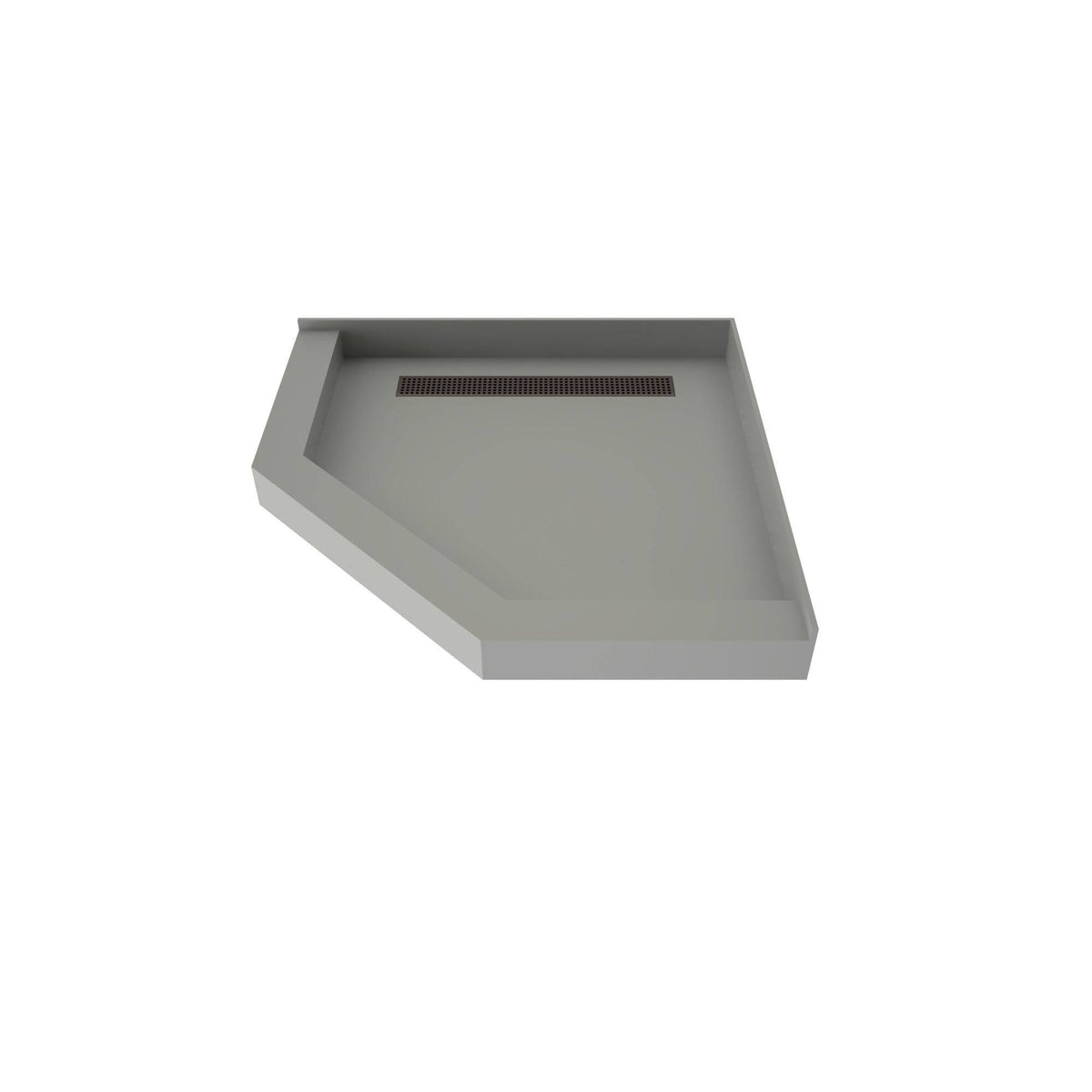 36x22 Neo-Angle Triple Threshold Shower Base with Drain Grate G4049