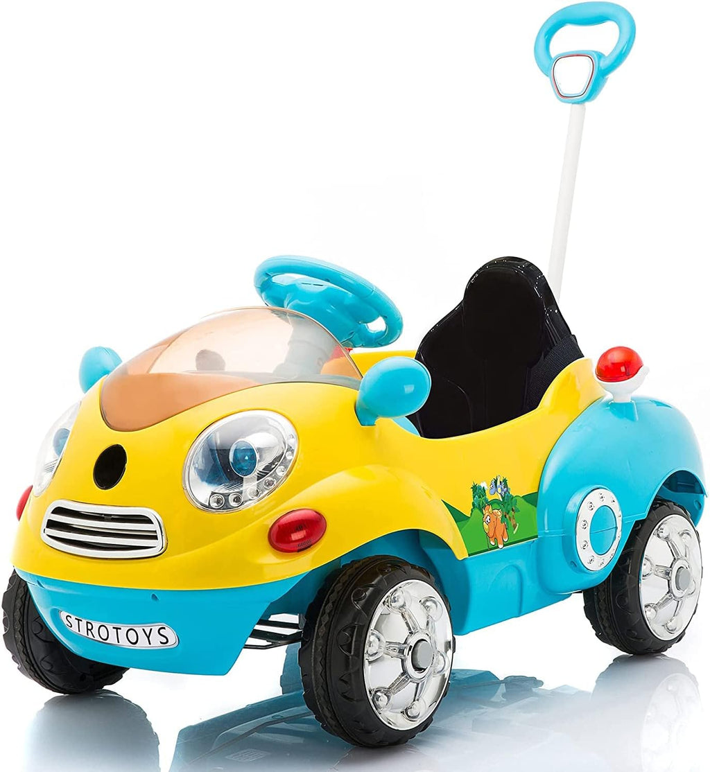 6V Electric Ride on Car with Stroller Handle Remote Control Pink White A8923