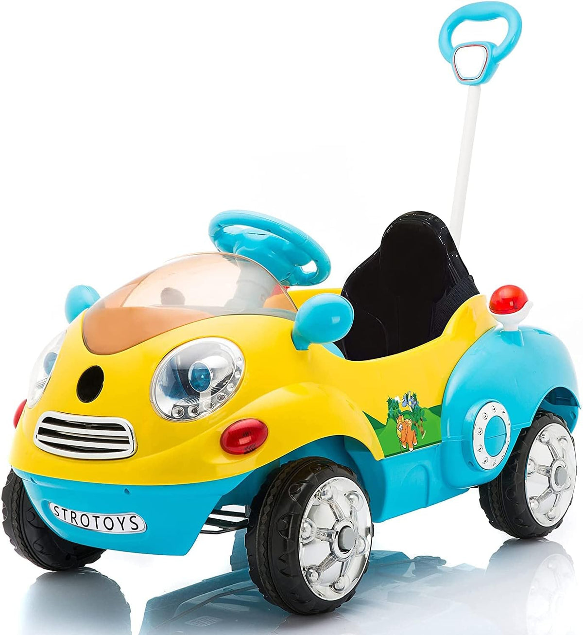 6V Electric Ride on Car with Stroller Handle Remote Control Pink White A8923
