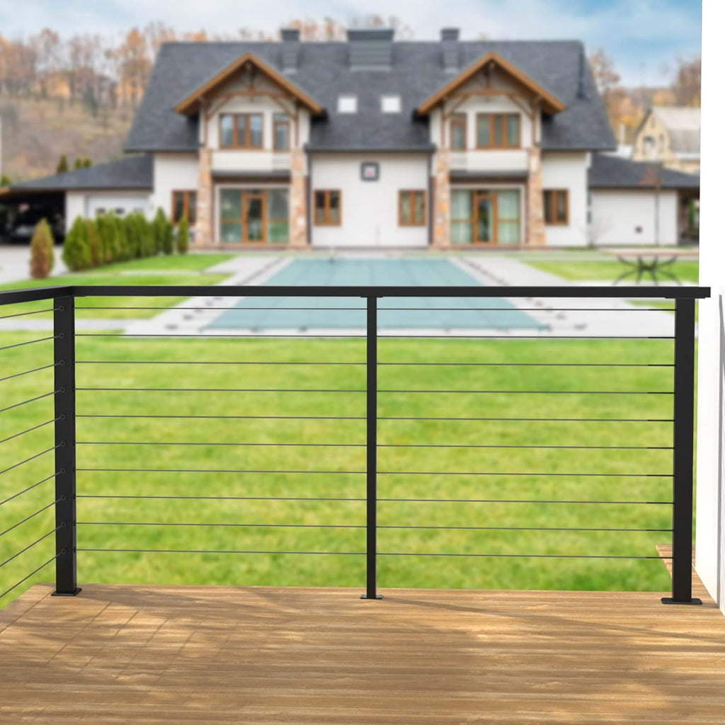 Black Square Stainless Steel Cable Railing Post 4Pack B17602
