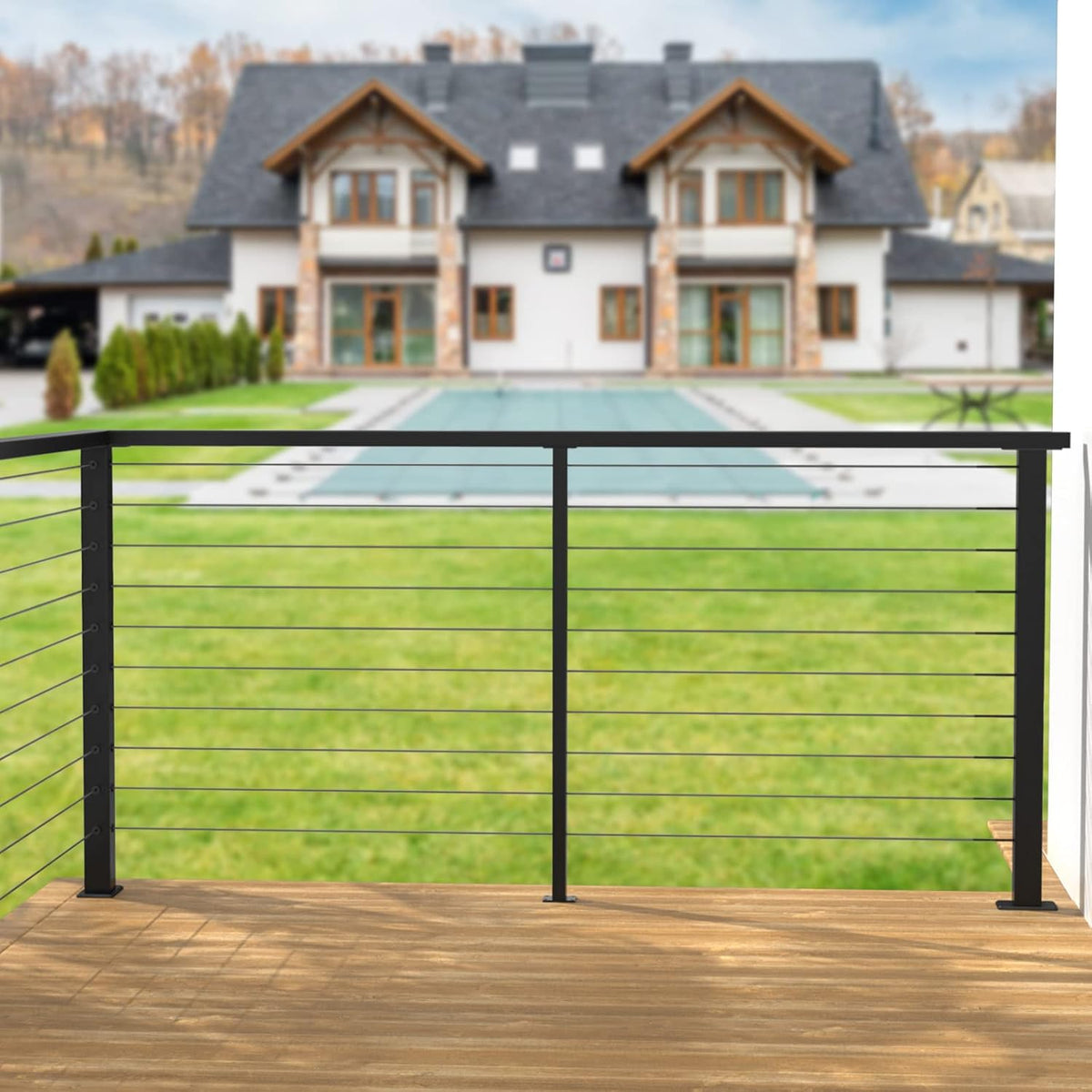Black Square Stainless Steel Cable Railing Post 4Pack B17602