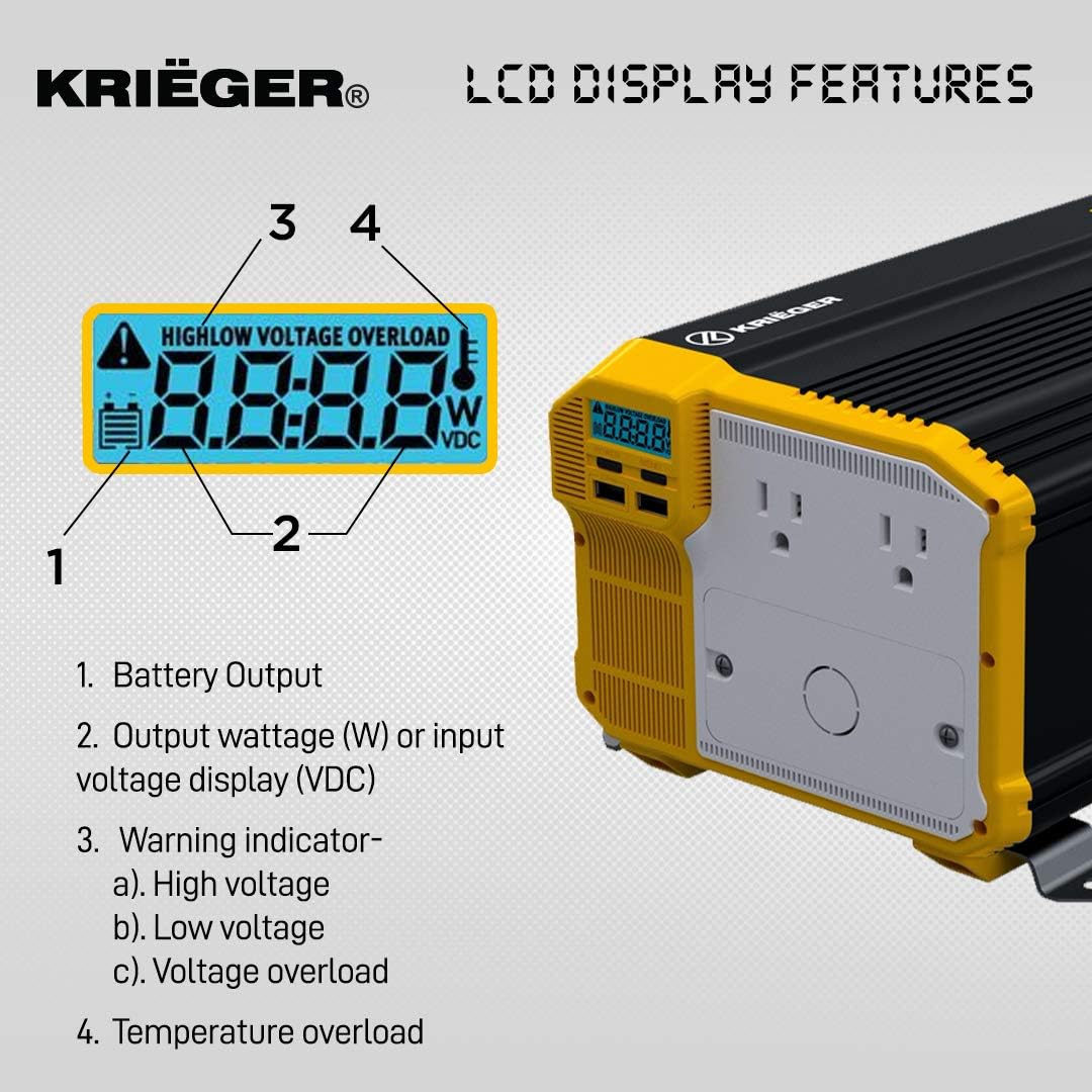 1500 Watts 12V to 110V Modified Sine Wave Power Inverter Z40448