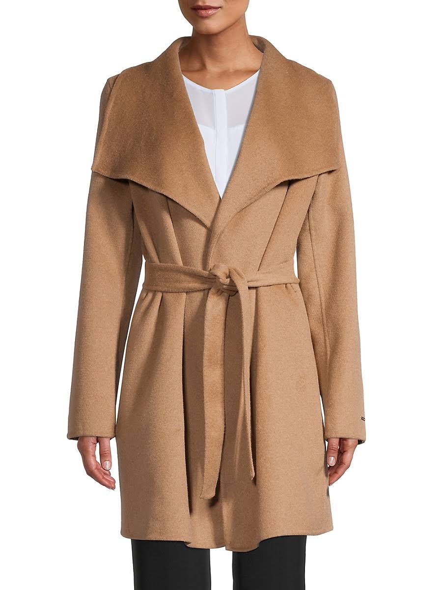 Camel Wool-Blend Wrap Coat Y410074