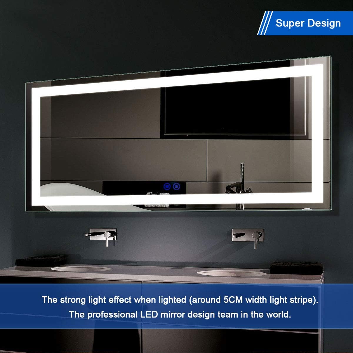 70 x 32 in Dimmable LED Anti-Fog Bathroom Mirror Y410728