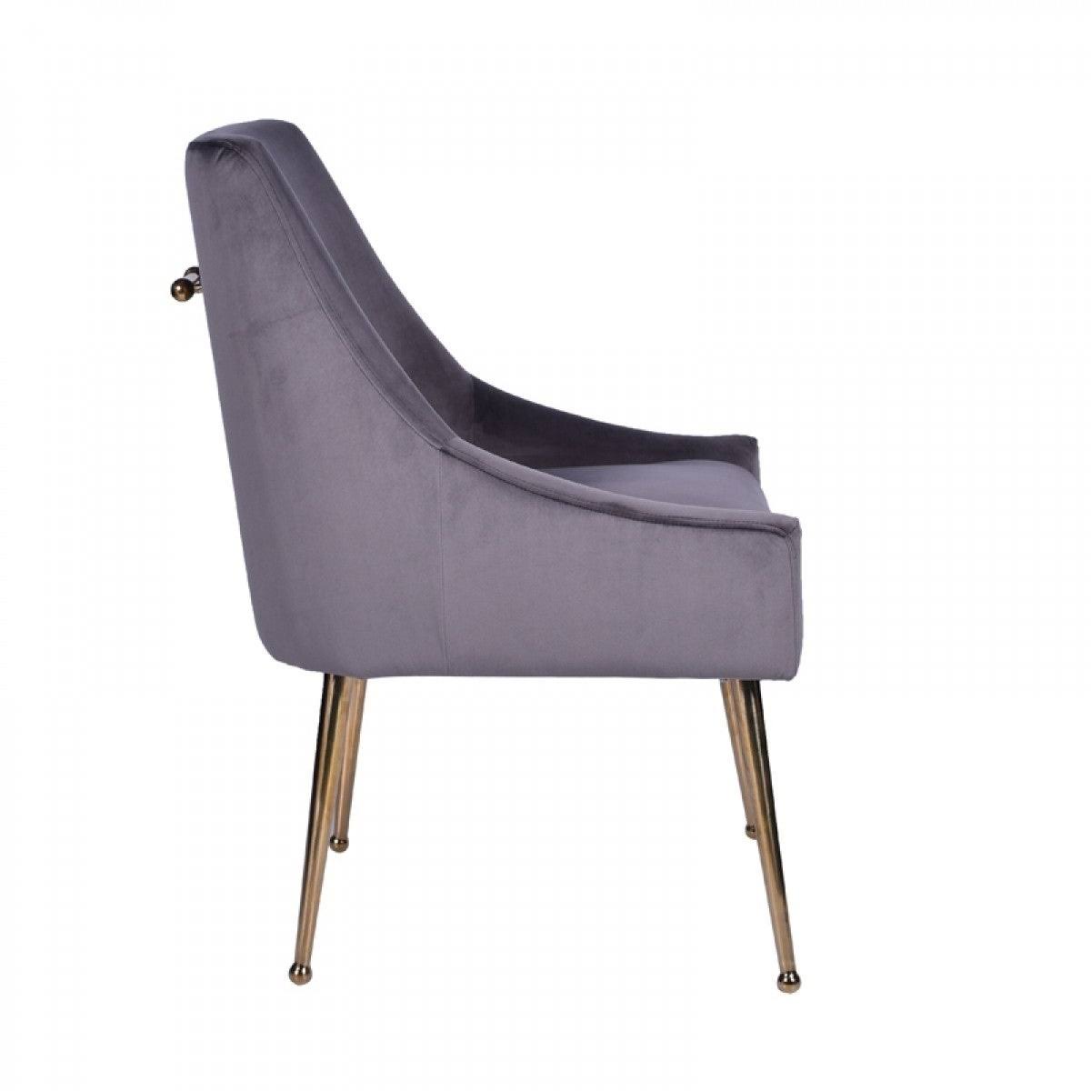 Grey Velvet Gold Dining Chair Set of 2 T996