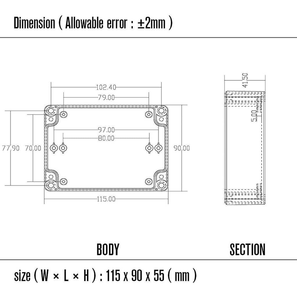 ABS Plastic Electrical Project Box Black 4.5 x 3.5 x 2.1 inch G918217