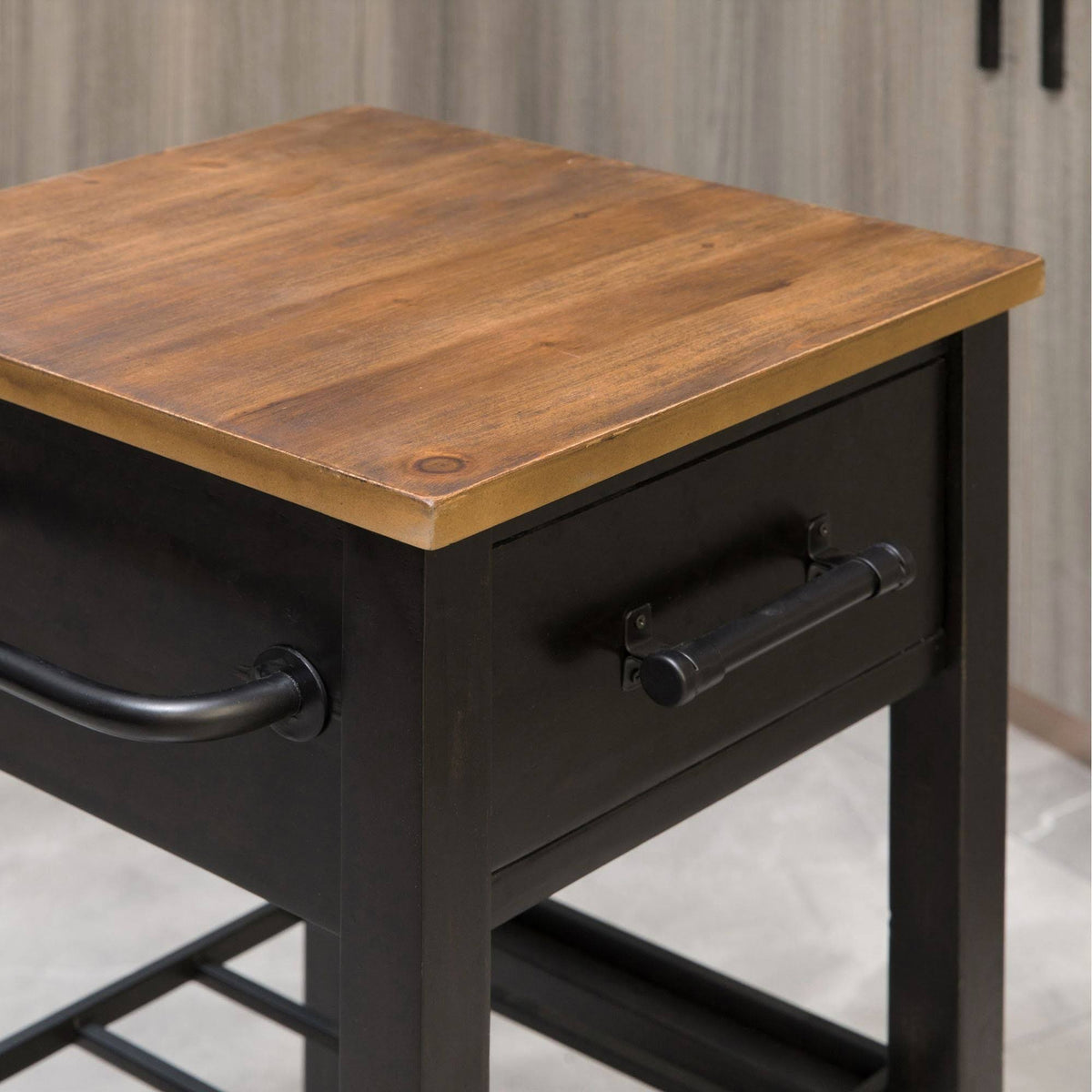 Black Wood Kitchen Cart N91868