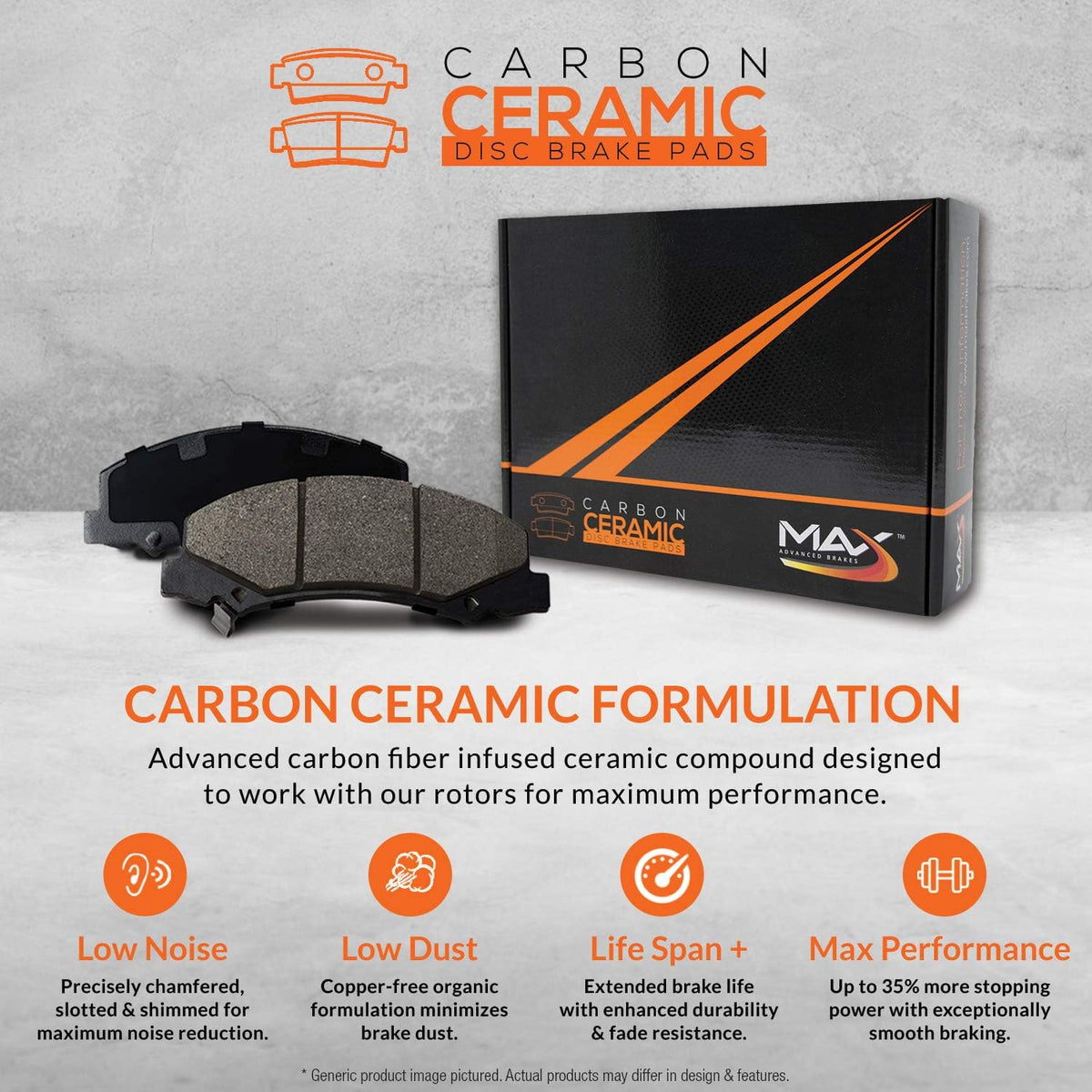 Rear Max Brakes Premium XDS Rotors with Carbon Ceramic Pads H52384