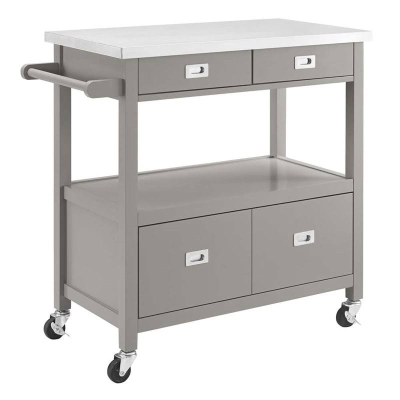 Stainless Steel Top Kitchen Cart in Gray W7471