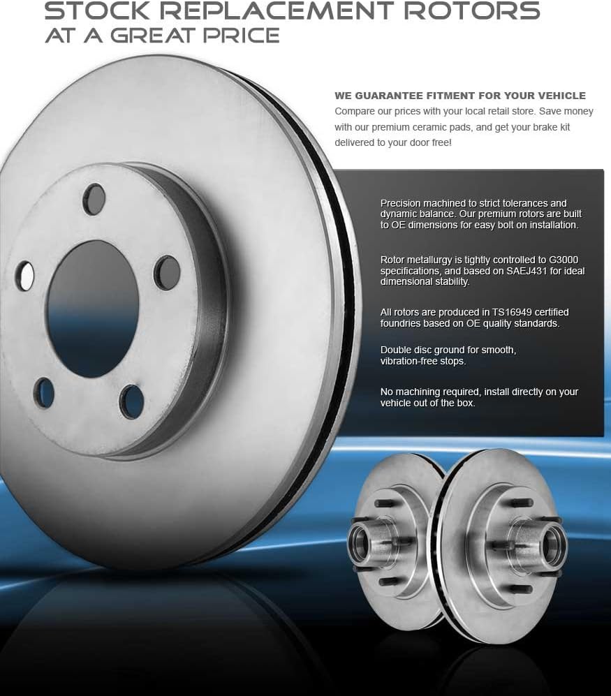 350mm Front + 336mm Rear 6 Lug Rotors + Brake Pads + Clips B64236