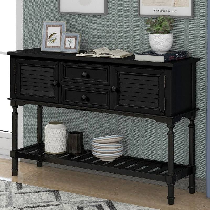 Modern Console Table with 2 Drawers, 2 Cabinets and 1 Shelf - Red U7603