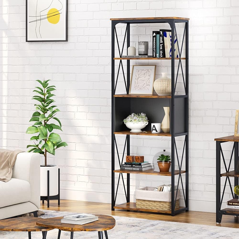 5 Tier Gray Bookshelf H484409