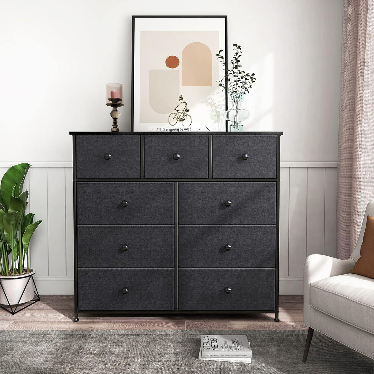 Black Grey 9 Drawer Dresser G93298