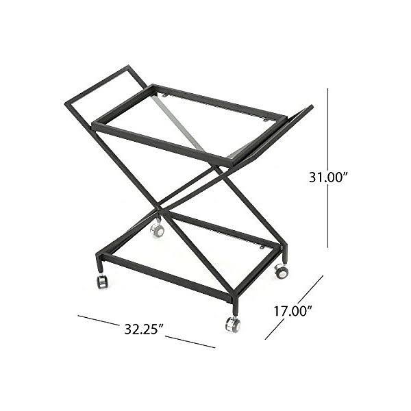 Black Tempered Glass Iron Bar Cart D4811