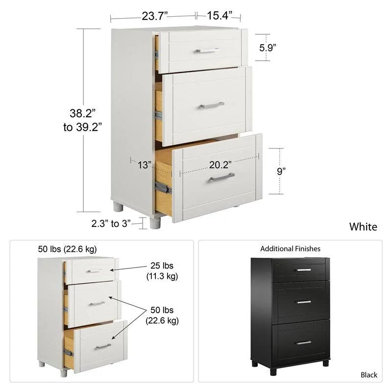 Black 3 Drawer Base Cabinet V685004