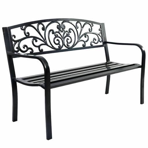50x22 Steel Frame Cast Iron Backrest Garden Bench E4981