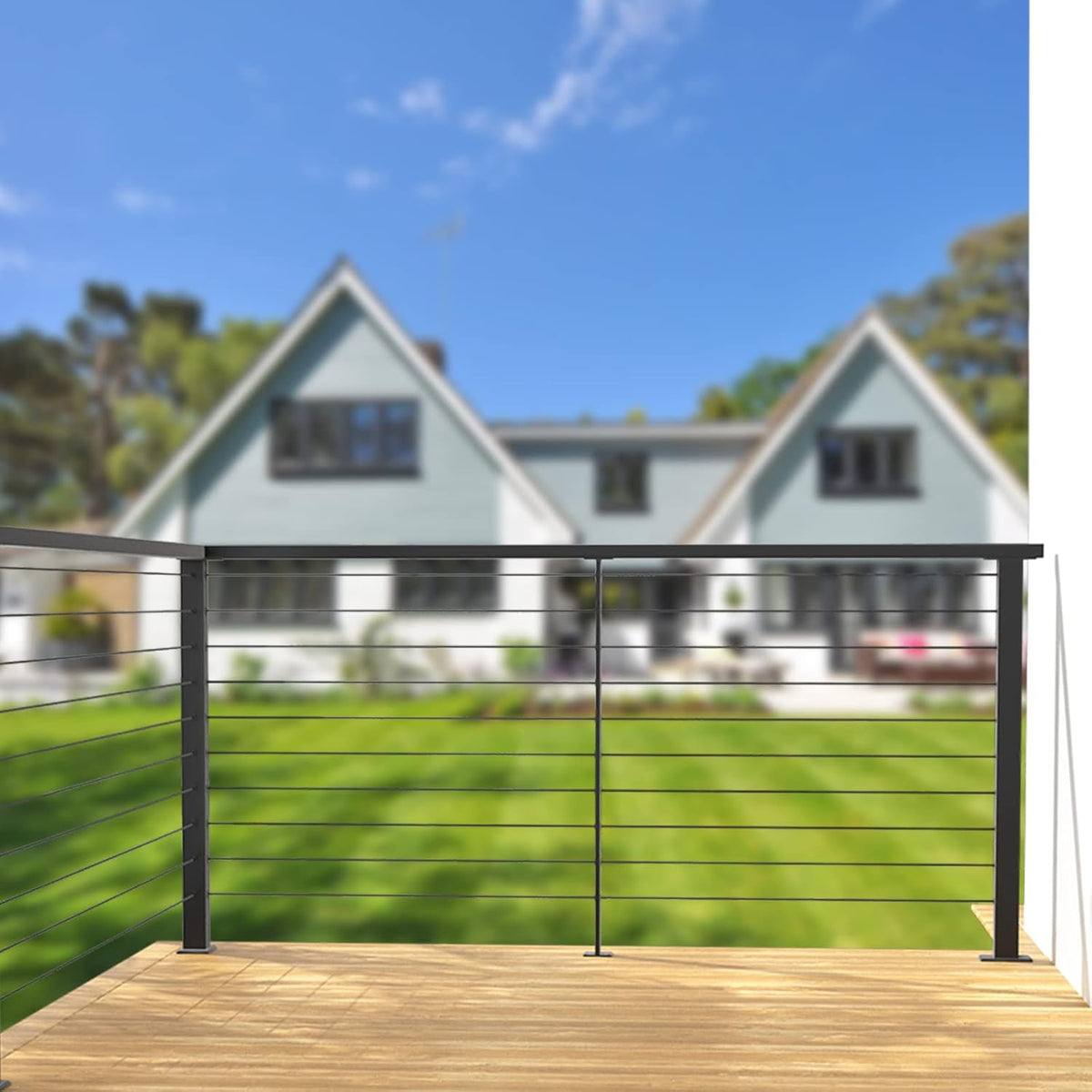 Black Square Stainless Steel Cable Railing Post 4Pack B17602