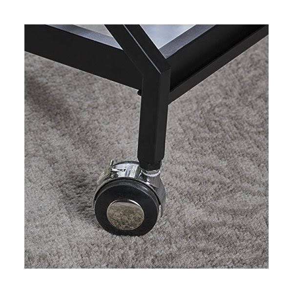 Black Tempered Glass Iron Bar Cart D4811