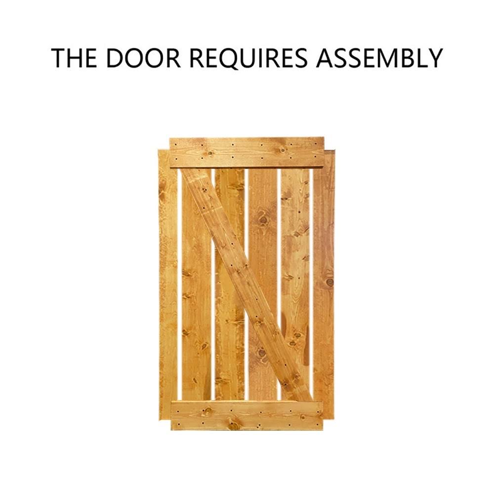 White Solid Pine Wood Interior Double Sliding Barn Door with Hardware Kit W431708