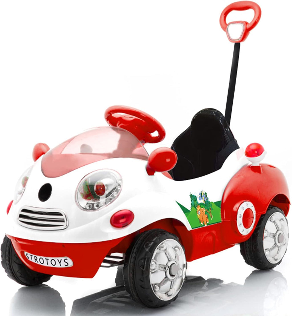 6V Electric Ride on Car with Stroller Handle Remote Control Pink White A8923