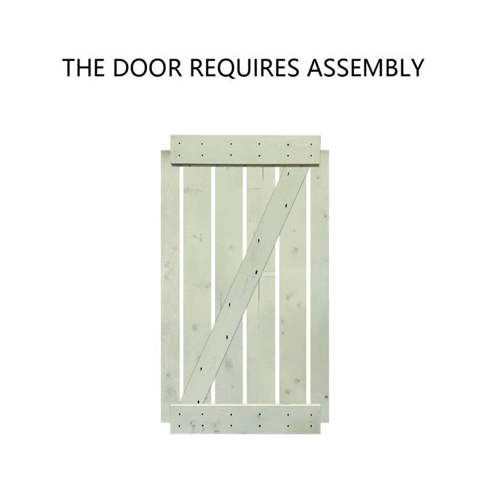 White Solid Pine Wood Interior Double Sliding Barn Door with Hardware Kit W431708
