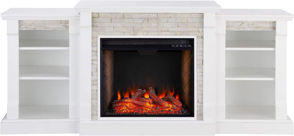White Electric Fireplace Bookcases Y9121
