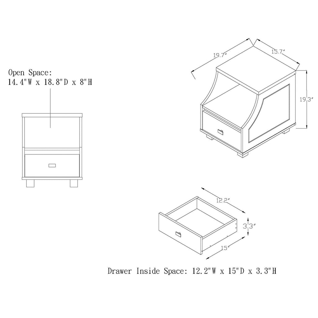 Modern Walnut 1-Drawer Storage End Table Y6547