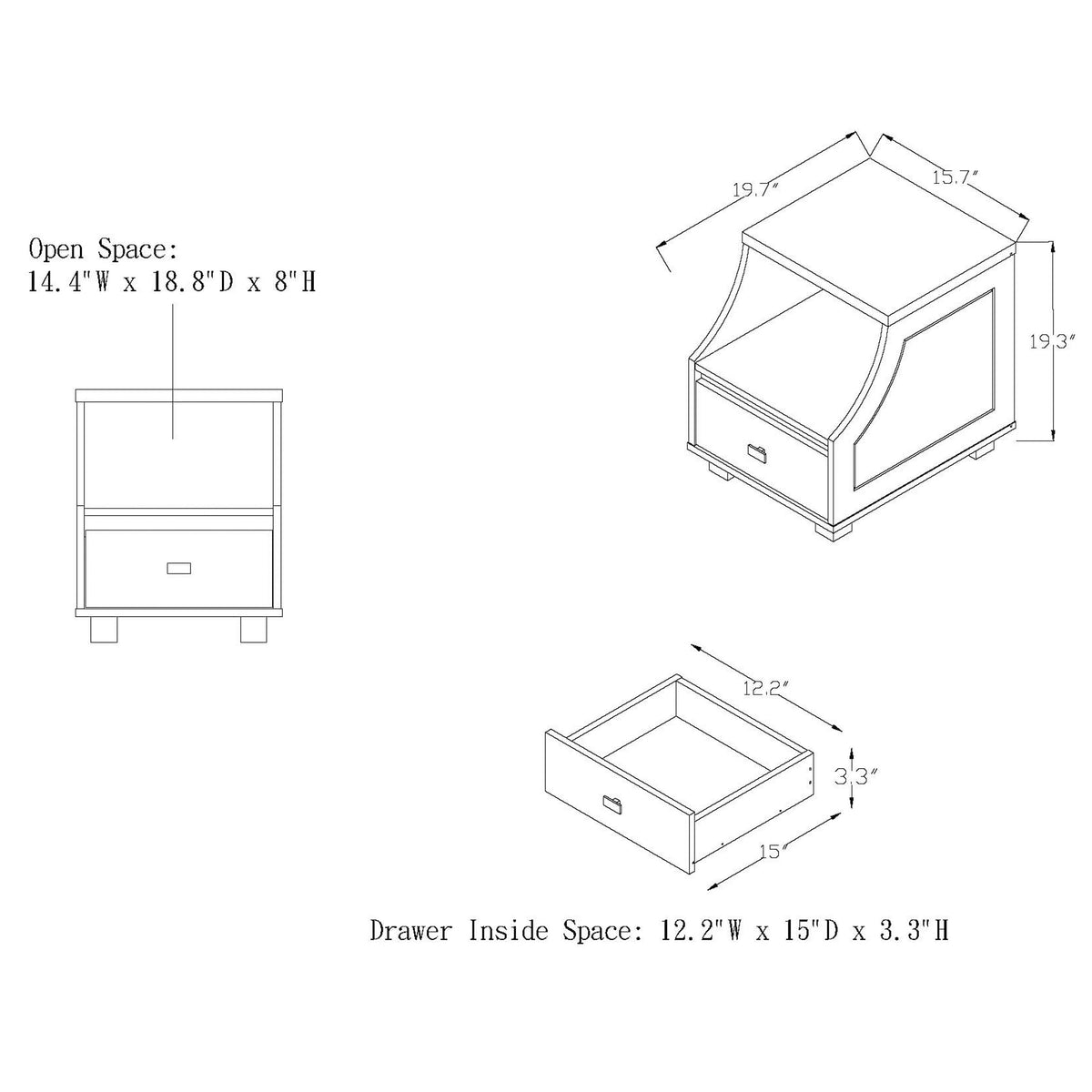 Modern Walnut 1-Drawer Storage End Table Y6547