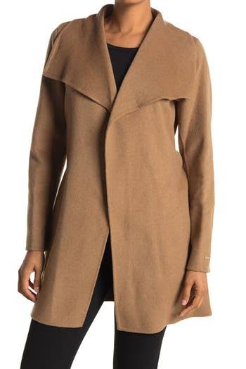 Camel Wool-Blend Wrap Coat Y410074