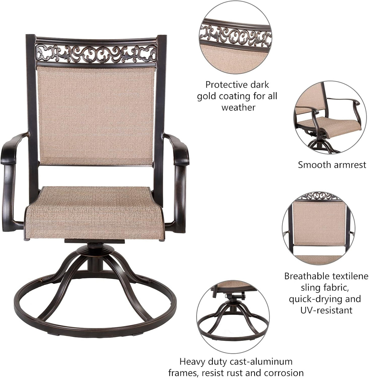 5 Piece Aluminum Patio Dining Set with 48 inch Round Table R102505