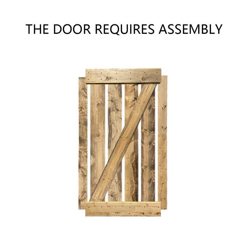 White Solid Pine Wood Interior Double Sliding Barn Door with Hardware Kit W431708